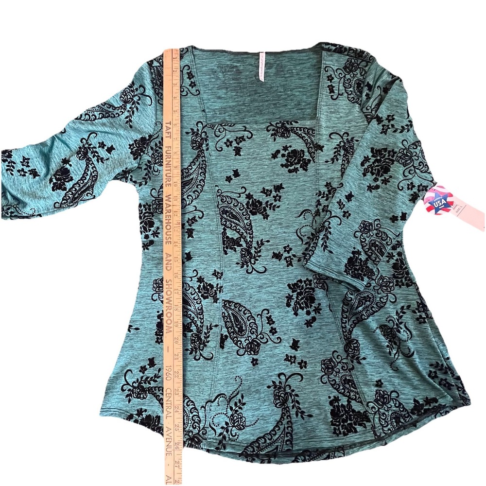 Passport Womens Top Green Black Paisley Velvet Sz Large Dark Fairy Core Boho NWT